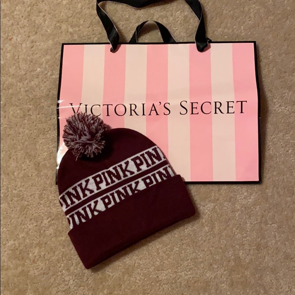 Pink Victoria secret knit winter beanies